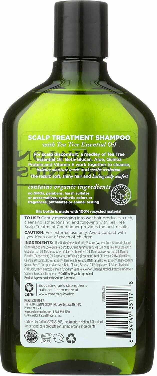 Avalon Organics Tea Tree Scalp Treatment Shampoo 11 Oz