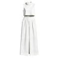 thumbnail image 6 of Trendy Outfits for Women 2 Piece Sleeveless Turtleneck Tank Crop Top & Wide Leg Baggy Pants Set with Pockets (M, White), 6 of 6