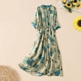 thumbnail image 5 of DHFJKG Bohemian Maxi Dresses For Women Summer Floral Shirt Dress Half Sleeve Button Down Loose Fit Flowy A-Line Sundress Beach Versatile Dresses, 5 of 6