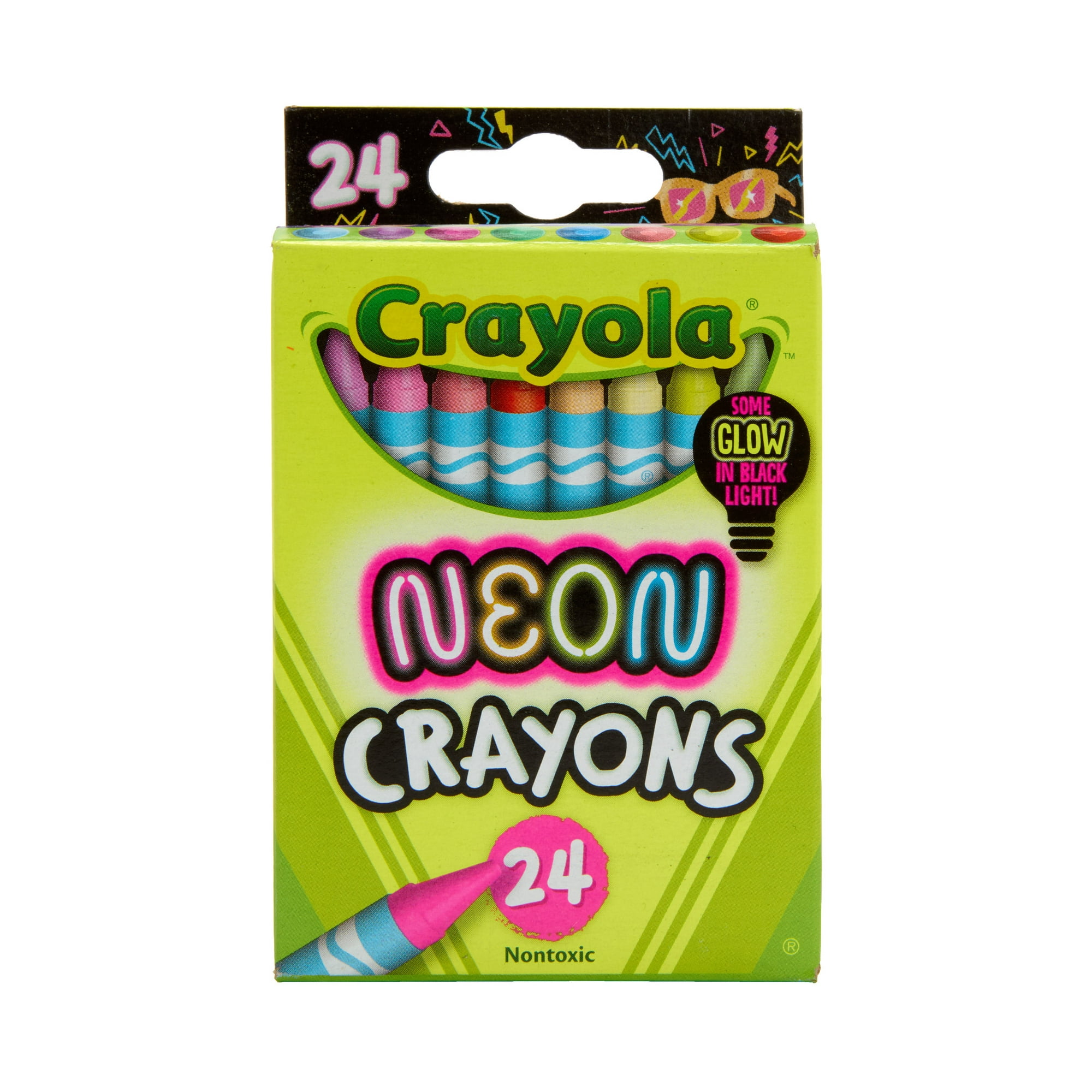 Crayola Neon Crayons for Kids 24 Ct, Includes 16 Glow in the Dark Colors, Kids Art Supplies, Gift for Girls & Boys, Ages 3+