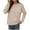 Khaki, variant on Giftesty Women's New Ribbed Hoodie Casual Round Neck Pullover Long Sleeved Top