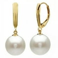 thumbnail image 3 of K-KED Women's 8/10/12/14/16mm South Sea Shell Pearl Dangle Leverback Earrings AA-Gray-Gold-14 mm, 3 of 8