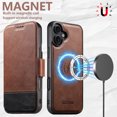 thumbnail image 5 of ELEHOLD Case for iPhone 16 Plus, Magnetic Leather Wallet Phone Case with Stand,Brown, 5 of 6