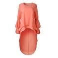 thumbnail image 4 of DYMADE Women Lantern Sleeve Chiffon Shirt Dress Irregular Ruffle Swing Blouse Tops, 4 of 5