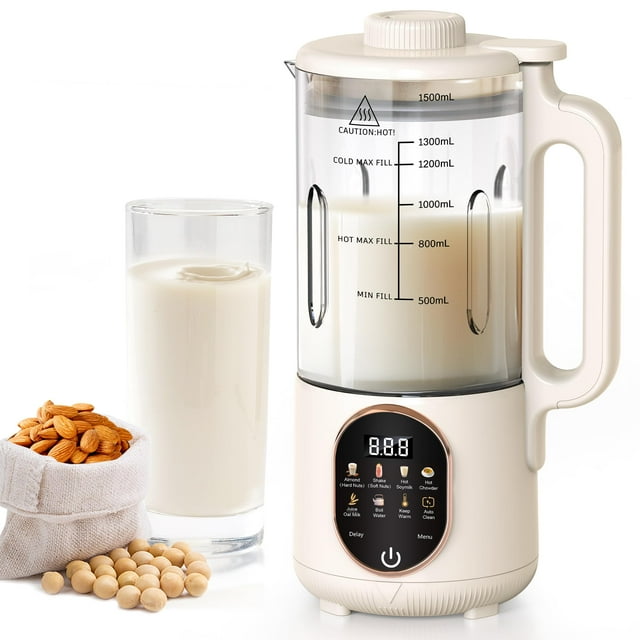 Máquina para hacer leche de frutos secos Flelano, 1,5 L, 10 en 1, con 20 cuchillas y limpieza automá