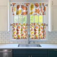 thumbnail image 3 of Fall Kitchen Curtains 24 Inch Short - 3 Panel Set, Autumn Harvest Print, Rod Pocket Window Treatment for Thanksgiving, Farmhouse, Cafe, Living Room - Machine Washable, 3 of 6