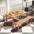 Harmijoy Outdoor Wood Bench, 59" Long Patio Dining Bench, Backless