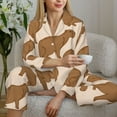 thumbnail image 6 of Pajama Sets for Women 2 Pcs, Brown Capybara Button Down Long Sleeve Sleepwear Lounge PJ Sets, 6 of 6