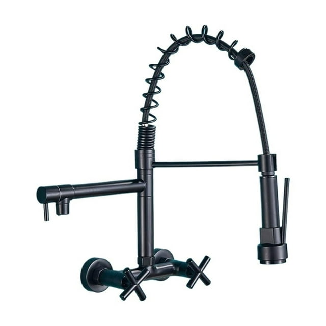 Kitchen Faucet Dual Handles Hot&Cold Mixer Water Tap, Wall Mounted Swivel Spout Spring Pull Down Faucets ,Versatile Features