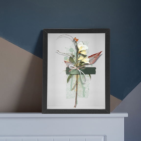 NIAIZEK Black Wooden Shadow Box Frame with Preserved Dried Flowers for Wall Decor and Home Decoration