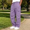 thumbnail image 2 of Hvarlaun Kids Sweatpants Cargo Jogger Pants for Boys and Girls with Pockets, Elastic Waist Drawstring Loose Straight Leg Casual Activewear, Sizes 4-15 Years, 2 of 7
