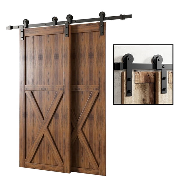 I-Shaped 4-9.6FT Bypass Sliding Barn Door Hardware Track Bent Hanger System ,Easy to Install