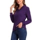 thumbnail image 4 of BLUSA CASUAL SÓLIDA DE MANGA LARGA CON CUELLO EN V Y 2 BOTONES PARA MUJERES CHIC INSPIRADAS L MORADO OSCURO, 4 of 5
