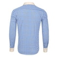 thumbnail image 6 of XIAOCHA Men's Gingham‑Print Button‑Up Shirt Long‑Sleeve Spread‑Collar Urban Hangout Button‑Down Top, Light Blue, Sizes XXXL, 6 of 6