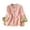 a-30Pink6, variant on Womens Three Quarter Sleeve Blouse With Mandarin Collar Knot Buttons Floral Embroidery Relaxed Fit For Casual Daily Wear Summer Outings Green M