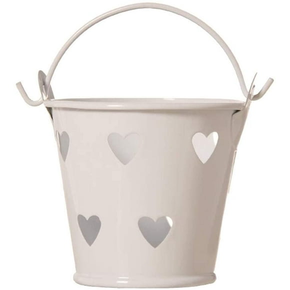 Candy Storage Bucket, 10Pcs Metal Hollow Heart Wedding Party Candy Chocolate Storage Bucket Gift Pail for Birthday Christmas Halloween Valentine's Day and More White
