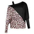 thumbnail image 5 of Blouse à Manches Longues pour Femmes, Manches à Empiècements, Chemise en Chiffon Léopard, 5 of 5