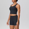 thumbnail image 3 of Uobin Women 2 Pieces Yoga Set High Waist Shorts For Running Fitness Gym Breathable Sweat Wicking Sportswear Activewear Exercise Performance Slim Fit Control Workout, 3 of 6