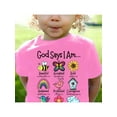 thumbnail image 1 of [Camiseta inspiradora de algodón] Camiseta inspiradora de algodón suave "Dios dice que soy" para niña | Afirmaciones positivas, lavable a máquina, rosa, corte holgado | Camiseta de verano, 1 of 6