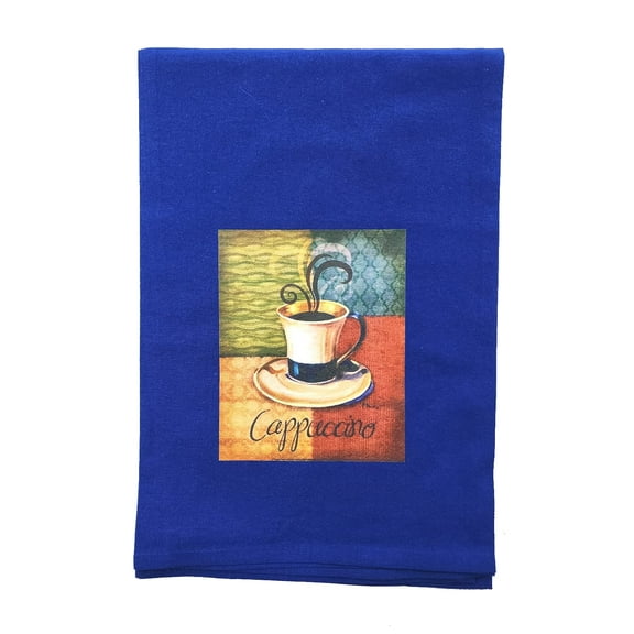 Barista Cappucino on Blue - Tea Towel - Flour Sack Towel - 100% Cotton - 9" x 13.5" - Kitchen- Baking - Camper - Gift - White Toner Digital Graphics - OKT011 …