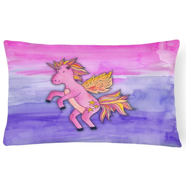 Pink Unicorn Watercolor Canvas Fabric Decorative Pillow ...