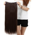 thumbnail image 2 of SAYFUT Trendy 30"Long Straight 3/4 Full Head Clip in Synthetic Hair Extensions One Piece 5 Clips 130g Medium Brown, 2 of 7