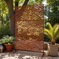 thumbnail image 2 of Tcbosik 76"H x 48"W Metal Privacy Screen, Indoor & Outdoor Freestanding Decorative Privacy Fence for Patio, Lawn, Deck, Rust Red, 2 of 8