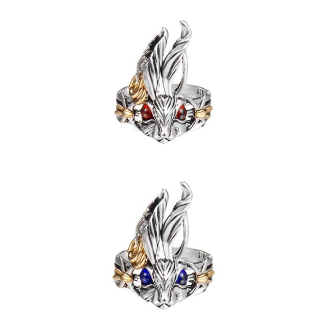 2 piezas de anillos de pareja con , regalos de joyería con tema para mujeres, hombres, fiestas Jinwen Anillos de pareja de conejos