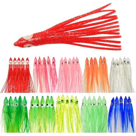 50PCS Soft Fishing Lures Set Glow-in-the-Dark Squid & Cuttlefish Soft Baits Multi-Color Silicone Lures for Saltwater & Freshwater Fishing