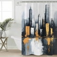 thumbnail image 2 of Small Stall Shower Curtain 36x72 Inch Narrow Half Size Gray Yellow Oil Painting Bath Curtains Bathroom Decor Modernism Minimalist City Waterproof Fabric Shower Curtain Set with Hooks 36 Inch, 2 of 6