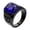 Black Dark Blue, variant on Men's Stainless Steel Vintage Pattern Square Gemstone Ring Polished Black Side Red Stone Size 11