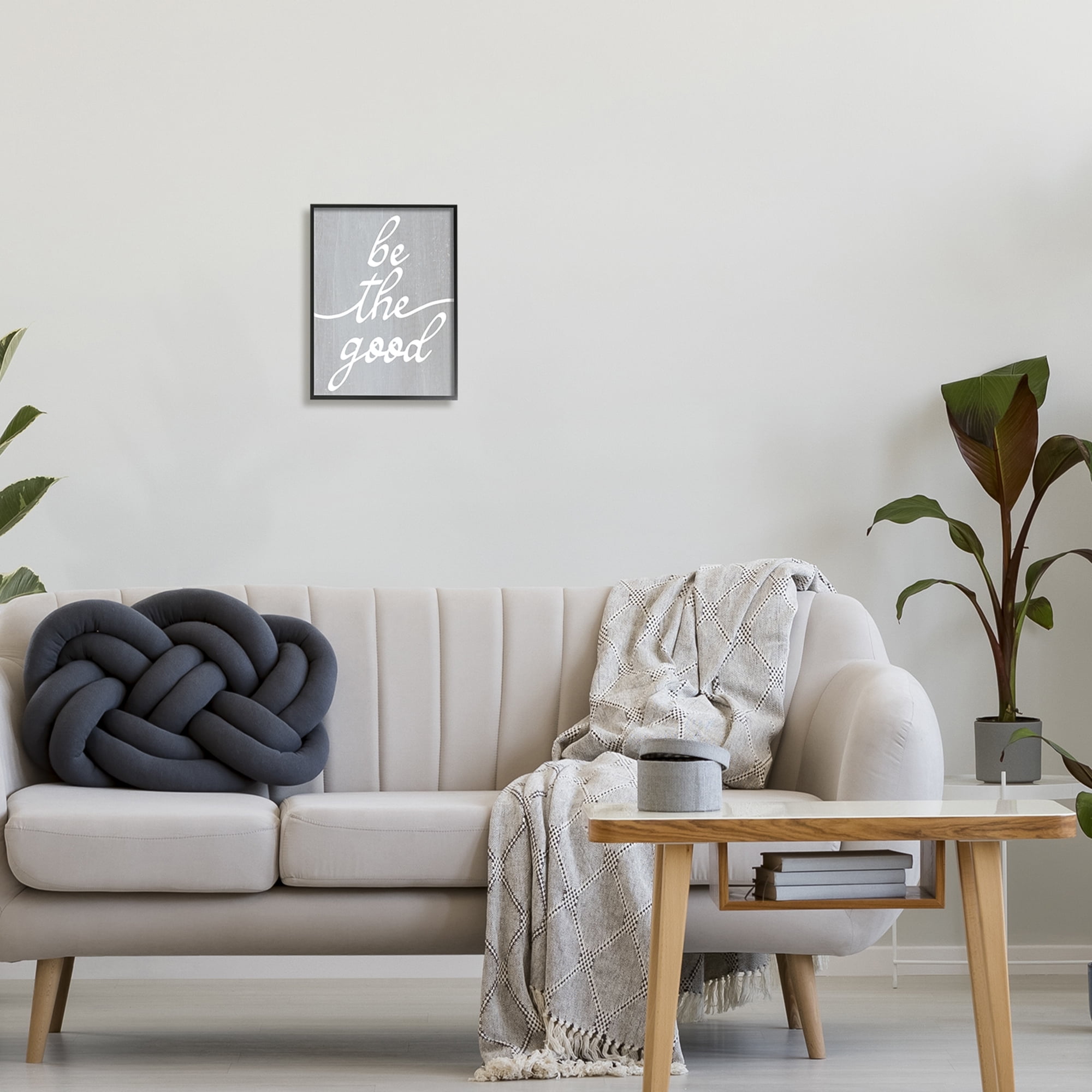 Stupell Industries Grey Be The Good Inspirational Painting Black Framed Art Print Wall Art, 11 x 14