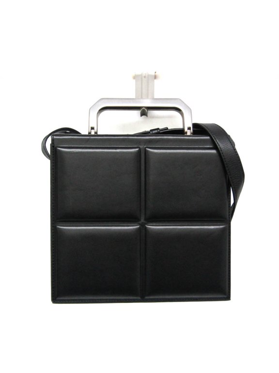 Pre-Owned Bottega Veneta Padded Calf Mini Trunk Men,Women Leather Handbag,Shoulder Bag Black