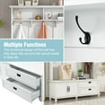 thumbnail image 5 of Bellemave Modern Hall Tree with Storage Cabinet, Shelves and 2 Large Drawers, Widen Entryway Storage Bench with 5 Coat Hooks Coat Rack for Hallway Mudroom Living Room Bedroom, Cool White, 5 of 11
