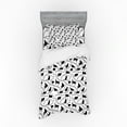thumbnail image 2 of Ambesonne Cat Bedding Set 4 Pcs, Kittens Footprints Paws, Queen, Black and White, 2 of 3