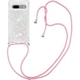 thumbnail image 4 of Long Crossbody Lanyard Clear Case for Google Pixel 7a with Adjustable Neck Strap, Glitter Sparkly Bling Quicksand Phone Cover Cases for Google Pixel 7a QKG Colorful, 4 of 7