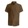 thumbnail image 3 of JTieacloth Formal Shirt Business Mens Casual Button Down Shirts Short Sleeve Summer Cuban Wedding Shirt Hawaii Vacation Beach Shirts Brown, 3 of 4