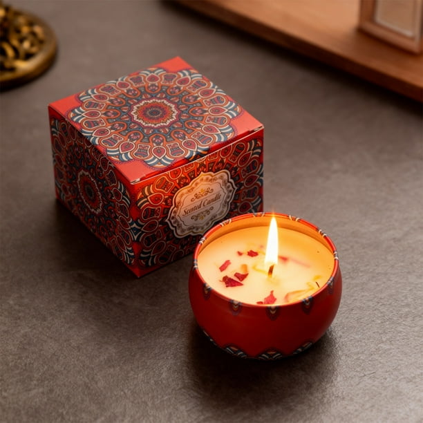 Vela aromática de aromaterapia, vela decorativa artesanal de cera con 40 horas de consumo, fragancia relajante para el hogar para aliviar el estrés y regalar, azul/morado/rojo
