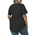 thumbnail image 3 of 3X Womens Tops Plus Size Fashion Short Sleeve Shirts Summer Button Up Loose Fit Dressy Notched Neck Tees Black, 3 of 6