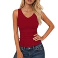 thumbnail image 2 of Endives Women's Camisole Tops Summer Ribbed Slim Fit V Neck Vest Top Basic Knitted Casual Tank Top Wine, 2 of 7