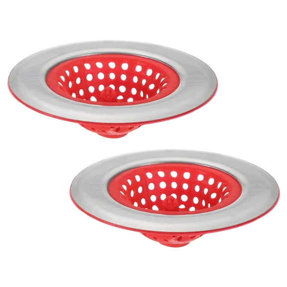 Uxcell Silicone Sink Strainer, 2Pack Kitchen Sink Drain Strainer Stopper, 4.4inch Red