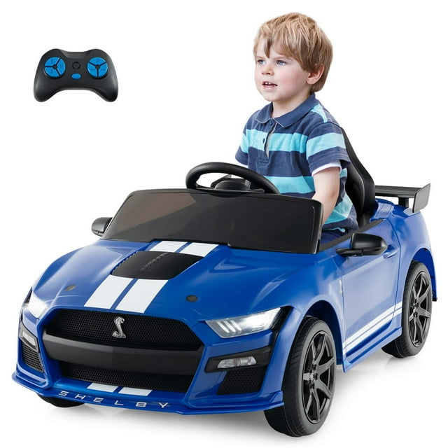Gymax 12V Kids Ride on Car Licensed Ford Mustang Shelby GT500 w/ Remote Control Blue