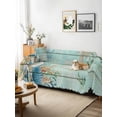 thumbnail image 3 of Teal Beach Coastal Couch Cover, Summer Nautical Coral Shell Botanical Vintage Sofa Cover Blanket for 2 Seat Cushion, Sectional Sofa Slipcover Furniture Protector for Living Room Bedroom 71''x102'', 3 of 9
