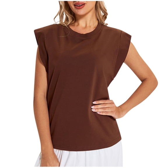 Sexlip Womens Swimsuit Set Padded Shoulder Cover Up Design Crew Neck Sleeveless Loose Silhouette Soft Fabric for Summer Water Activities Brown M