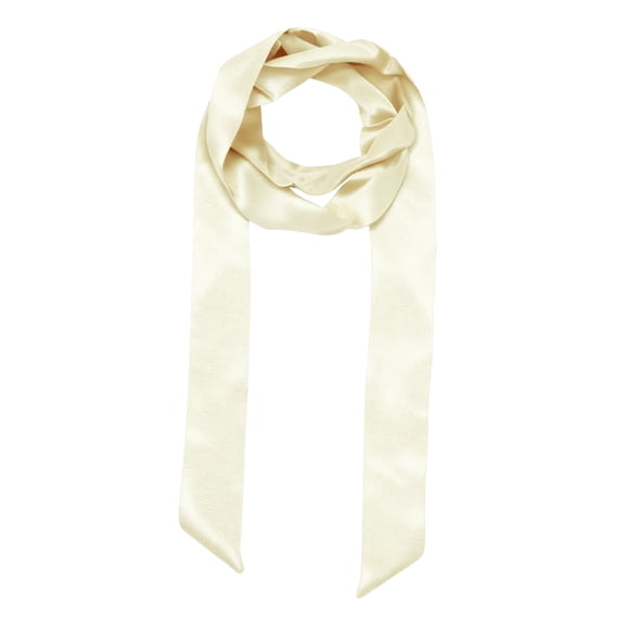 Uxcell Solid Long Neckerchief, Stylish Ribbon Skinny Pure Neck Scarf Silk Necktie Ribbon Women Headband Tie 40" & Beige - Fit For(Handbag/Wrap/Hair Scarves/Belt Decor