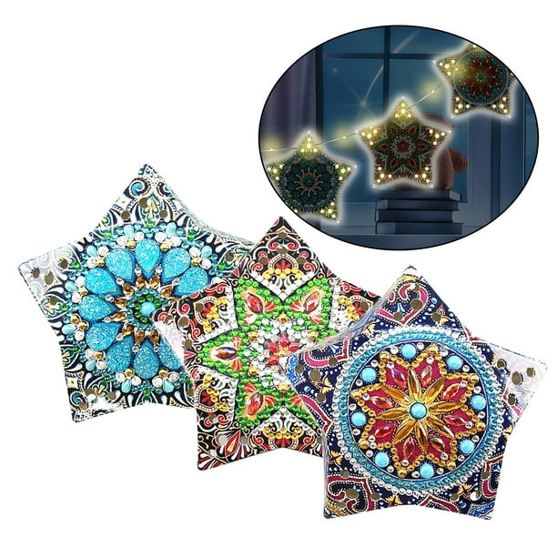 Cadena navideña luces de estrella pintura de diamante decoración para hogar invierno interior iluminación colgante para exteriores puerta patio - 5 Estilo 5 Yinane Cadena de luces