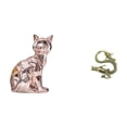 thumbnail image 1 of Estatua de gato, figura de escritorio, escultura china, miniatura de latón y cerámica, pieza ornamental, acabado artístico suave, ideal para la oficin, 1 of 8