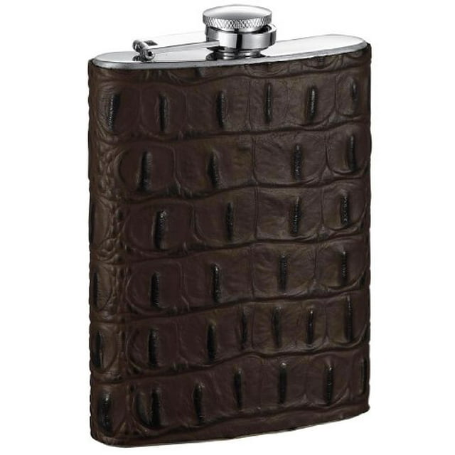 Visol Spike Handcrafted Leather 8oz Stainless Steel Flask