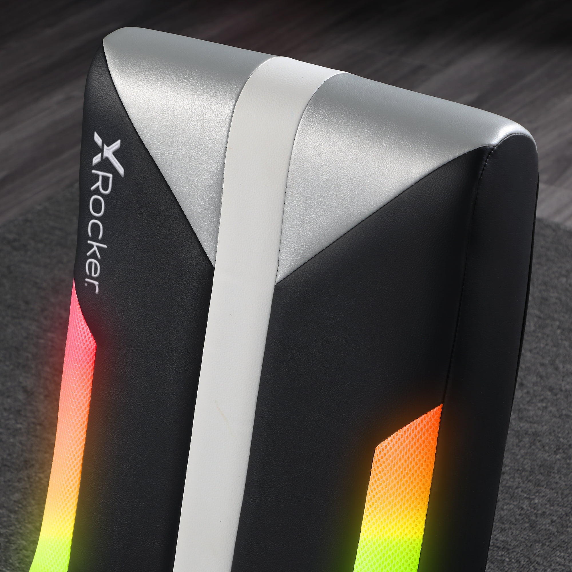 X Rocker Navigator Floor Rocker Gaming Chair with RGB Lighting, Black