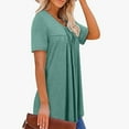 thumbnail image 3 of GZWYHT Grande Vente! Chemises pour Femmes, Chemises à Manches Courtes, Hauts d'Été Plissés Col Rond Tunique à Manches Courtes, Chemises d'Entraînement, Blouses pour Femmes Vert Armée TG, 3 of 7